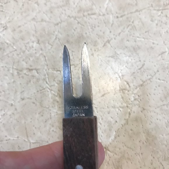 Vintage MCM Corn Skewer Cocktail Picks Forks Wood Handle Set of 8 - Picture 5 of 12